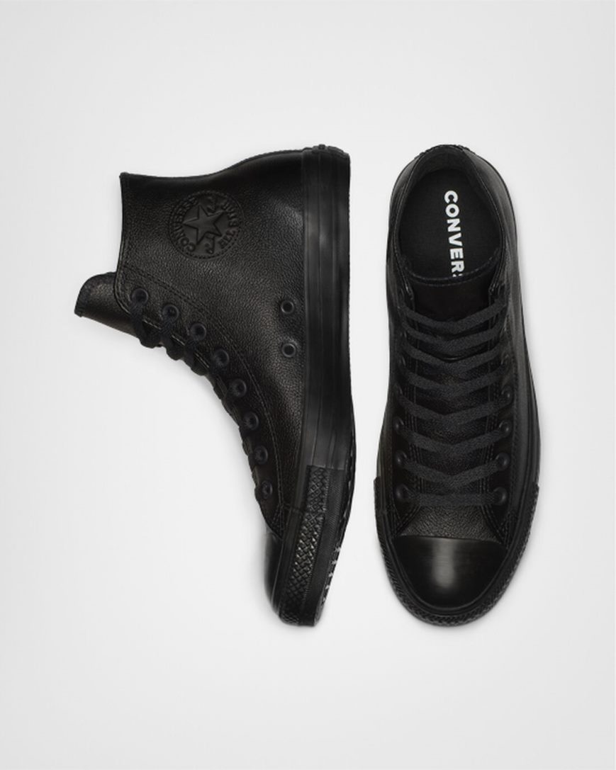 Women's Converse Chuck Taylor All Star Leather High Top Shoes Black | AU 6C413Z